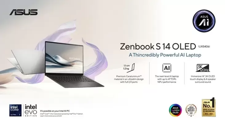"ASUS Zenbook S 14 OLED (UX5406): Laptop Mewah Terbaru dengan Performa Intel Core Ultra (Series 2)"