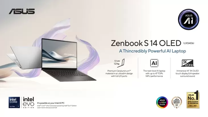 ASUS Zenbook S 14 OLED UX5406, Laptop Mungil untuk Pecinta Kemewahan