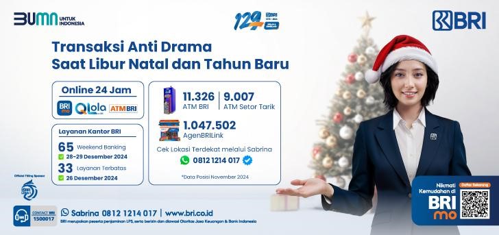 BRI Siap Hadapi Tantangan Transaksi saat Liburan Natal 2024