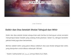 Dzikir dan Doa Malam Ramadan Setelah Tahajud